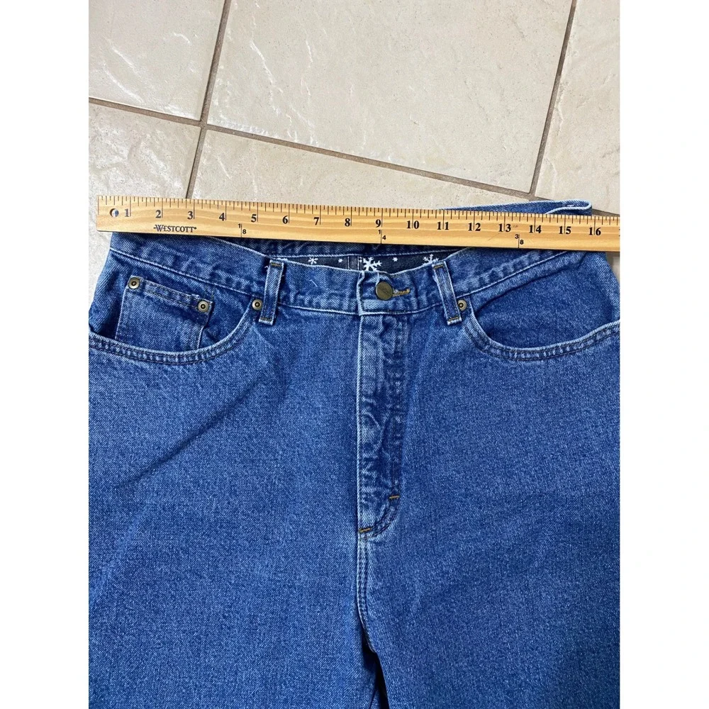 LL Bean Women Jeans Blue Denim Straight Leg Classic Fit Size 16 Medium Insulated